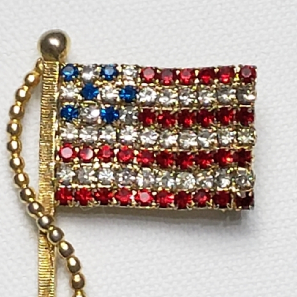 Patriotic Rhinestone Flag Pin